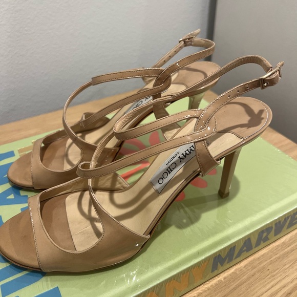 Jimmy Choo Paxton Nude Patent Leather Heel - Picture 10 of 12